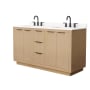 Wyndham Collection Maroni 60" Free Standing Double Basin Vanity Set with Cabinet and Quartz Vanity Top Light Straw / White Quartz Top / Matte Black Hardware