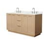 Wyndham Collection Maroni 60" Free Standing Double Basin Vanity Set with Cabinet and Quartz Vanity Top Light Straw / Giotto Quartz Top / Brushed Nickel Hardware