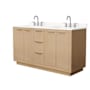 Wyndham Collection Maroni 60" Free Standing Double Basin Vanity Set with Cabinet and Quartz Vanity Top Light Straw / White Quartz Top / Brushed Nickel Hardware