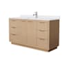 Wyndham Collection Maroni 60" Free Standing Single Basin Vanity Set with Cabinet and Cultured Marble Vanity Top Light Straw / White Cultured Marble Top / Brushed Nickel Hardware