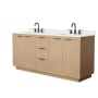 Wyndham Collection Maroni 72" Free Standing Double Basin Vanity Set with Cabinet and Quartz Vanity Top Light Straw / Giotto Quartz Top / Matte Black Hardware