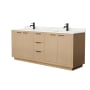 Wyndham Collection Maroni 80" Free Standing Double Basin Vanity Set with Cabinet and Quartz Vanity Top Light Straw / Giotto Quartz Top / Matte Black Hardware