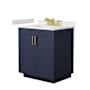Wyndham Collection Miranda 30" Free Standing Single Basin Vanity Set with Cabinet and Cultured Marble Vanity Top Dark Blue / Carrara Cultured Marble Top / Brushed Gold Hardware