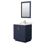 Dark Blue / White Carrara Marble Top / Brushed Gold Hardware