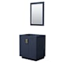 Wyndham Collection Miranda 30" Single Free Standing Vanity Cabinet - Less Vanity Top Dark Blue / Brushed Gold Hardware