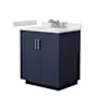 Wyndham Collection Miranda 30" Free Standing Single Basin Vanity Set with Cabinet and Cultured Marble Vanity Top Dark Blue / Carrara Cultured Marble Top / Brushed Nickel Hardware