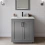 Wyndham Collection Miranda 30" Free Standing Single Basin Vanity Set with Cabinet and Cultured Marble Vanity Top Dark Gray / Carrara Cultured Marble Top / Matte Black Hardware