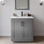 Wyndham Collection Miranda 30" Free Standing Single Basin Vanity Set with Cabinet and Quartz Vanity Top Dark Gray / Giotto Quartz Top / Matte Black Hardware