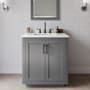 Wyndham Collection Miranda 30" Free Standing Single Basin Vanity Set with Cabinet and Quartz Vanity Top Dark Gray / White Quartz Top / Matte Black Hardware