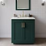 Wyndham Collection Miranda 30" Free Standing Single Basin Vanity Set with Cabinet and Quartz Vanity Top Green / Giotto Quartz Top / Brushed Gold Hardware
