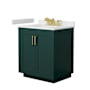 Wyndham Collection Miranda 30" Free Standing Single Basin Vanity Set with Cabinet and Cultured Marble Vanity Top Green / White Cultured Marble Top / Brushed Gold Hardware