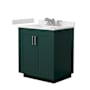 Wyndham Collection Miranda 30" Free Standing Single Basin Vanity Set with Cabinet and Cultured Marble Vanity Top Green / Carrara Cultured Marble Top / Brushed Nickel Hardware