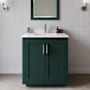 Wyndham Collection Miranda 30" Free Standing Single Basin Vanity Set with Cabinet and Cultured Marble Vanity Top Green / White Cultured Marble Top / Brushed Nickel Hardware