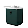 Wyndham Collection Miranda 30" Free Standing Single Basin Vanity Set with Cabinet and Cultured Marble Vanity Top Green / White Cultured Marble Top / Brushed Nickel Hardware