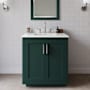 Wyndham Collection Miranda 30" Free Standing Single Basin Vanity Set with Cabinet and Quartz Vanity Top Green / White Quartz Top / Brushed Nickel Hardware