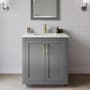 Wyndham Collection Miranda 30" Free Standing Single Basin Vanity Set with Cabinet and Cultured Marble Vanity Top Dark Gray / Carrara Cultured Marble Top / Brushed Gold Hardware