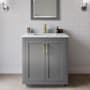 Wyndham Collection Miranda 30" Free Standing Single Basin Vanity Set with Cabinet, Marble Vanity Top, and Framed Mirror Dark Gray / White Carrara Marble Top / Brushed Gold Hardware