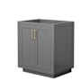 Wyndham Collection Miranda 30" Single Free Standing Vanity Cabinet Only - Less Vanity Top Dark Gray / Brushed Gold Hardware
