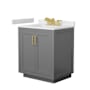 Wyndham Collection Miranda 30" Free Standing Single Basin Vanity Set with Cabinet and Cultured Marble Vanity Top Dark Gray / White Cultured Marble Top / Brushed Gold Hardware