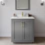 Wyndham Collection Miranda 30" Free Standing Single Basin Vanity Set with Cabinet and Quartz Vanity Top Dark Gray / White Quartz Top / Brushed Gold Hardware