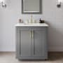 Wyndham Collection Miranda 30" Free Standing Single Basin Vanity Set with Cabinet and Quartz Vanity Top Dark Gray / White Quartz Top / Brushed Gold Hardware