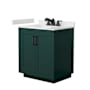 Wyndham Collection Miranda 30" Free Standing Single Basin Vanity Set with Cabinet and Cultured Marble Vanity Top Green / Carrara Cultured Marble Top / Matte Black Hardware