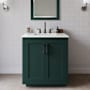 Wyndham Collection Miranda 30" Free Standing Single Basin Vanity Set with Cabinet and Quartz Vanity Top Green / White Quartz Top / Matte Black Hardware