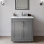 Wyndham Collection Miranda 30" Free Standing Single Basin Vanity Set with Cabinet, Marble Vanity Top, and Framed Mirror Dark Gray / White Carrara Marble Top / Brushed Nickel Hardware