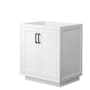 Wyndham Collection Miranda 30" Single Free Standing Vanity Cabinet Only - Less Vanity Top White / Matte Black Hardware