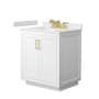 Wyndham Collection Miranda 30" Free Standing Single Basin Vanity Set with Cabinet and Cultured Marble Vanity Top White / Carrara Cultured Marble Top / Brushed Gold Hardware