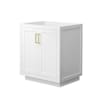 Wyndham Collection Miranda 30" Single Free Standing Vanity Cabinet Only - Less Vanity Top White / Brushed Gold Hardware