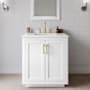 Wyndham Collection Miranda 30" Free Standing Single Basin Vanity Set with Cabinet and Quartz Vanity Top White / White Quartz Top / Brushed Gold Hardware