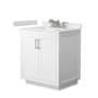 Wyndham Collection Miranda 30" Free Standing Single Basin Vanity Set with Cabinet and Cultured Marble Vanity Top White / Carrara Cultured Marble Top / Brushed Nickel Hardware