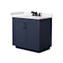 Wyndham Collection Miranda 36" Free Standing Single Basin Vanity Set with Cabinet and Cultured Marble Vanity Top Dark Blue / Carrara Cultured Marble Top / Matte Black Hardware