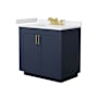 Wyndham Collection Miranda 36" Free Standing Single Basin Vanity Set with Cabinet and Cultured Marble Vanity Top Dark Blue / White Cultured Marble Top / Brushed Gold Hardware