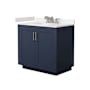Wyndham Collection Miranda 36" Free Standing Single Basin Vanity Set with Cabinet and Cultured Marble Vanity Top Dark Blue / Carrara Cultured Marble Top / Brushed Nickel Hardware