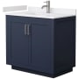 Wyndham Collection Miranda 36" Free Standing Single Basin Vanity Set with Cabinet and Cultured Marble Vanity Top Dark Blue / White Cultured Marble Top / Brushed Nickel Hardware