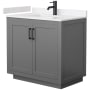 Wyndham Collection Miranda 36" Free Standing Single Basin Vanity Set with Cabinet and Cultured Marble Vanity Top Dark Gray / Carrara Cultured Marble Top / Matte Black Hardware