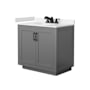 Wyndham Collection Miranda 36" Free Standing Single Basin Vanity Set with Cabinet and Cultured Marble Vanity Top Dark Gray / Carrara Cultured Marble Top / Matte Black Hardware