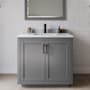 Wyndham Collection Miranda 36" Free Standing Single Basin Vanity Set with Cabinet, Marble Vanity Top, and Framed Mirror Dark Gray / White Carrara Marble Top / Matte Black Hardware