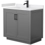 Wyndham Collection Miranda 36" Free Standing Single Basin Vanity Set with Cabinet and Cultured Marble Vanity Top Dark Gray / White Cultured Marble Top / Matte Black Hardware
