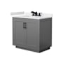 Wyndham Collection Miranda 36" Free Standing Single Basin Vanity Set with Cabinet and Cultured Marble Vanity Top Dark Gray / White Cultured Marble Top / Matte Black Hardware