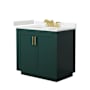Wyndham Collection Miranda 36" Free Standing Single Basin Vanity Set with Cabinet and Cultured Marble Vanity Top Green / Carrara Cultured Marble Top / Brushed Gold Hardware