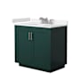 Wyndham Collection Miranda 36" Free Standing Single Basin Vanity Set with Cabinet and Cultured Marble Vanity Top Green / Carrara Cultured Marble Top / Brushed Nickel Hardware