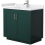 Wyndham Collection Miranda 36" Free Standing Single Basin Vanity Set with Cabinet and Cultured Marble Vanity Top Green / White Cultured Marble Top / Brushed Nickel Hardware
