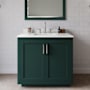 Wyndham Collection Miranda 36" Free Standing Single Basin Vanity Set with Cabinet and Quartz Vanity Top Green / White Quartz Top / Brushed Nickel Hardware