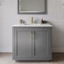 Wyndham Collection Miranda 36" Free Standing Single Basin Vanity Set with Cabinet, Cultured Marble Vanity Top, and Framed Mirror Dark Gray / Carrara Cultured Marble Top / Brushed Gold Hardware
