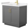 Wyndham Collection Miranda 36" Free Standing Single Basin Vanity Set with Cabinet and Cultured Marble Vanity Top Dark Gray / Carrara Cultured Marble Top / Brushed Gold Hardware