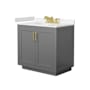 Wyndham Collection Miranda 36" Free Standing Single Basin Vanity Set with Cabinet and Cultured Marble Vanity Top Dark Gray / Carrara Cultured Marble Top / Brushed Gold Hardware