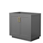 Wyndham Collection Miranda 36" Single Free Standing Vanity Cabinet Only - Less Vanity Top Dark Gray / Brushed Gold Hardware